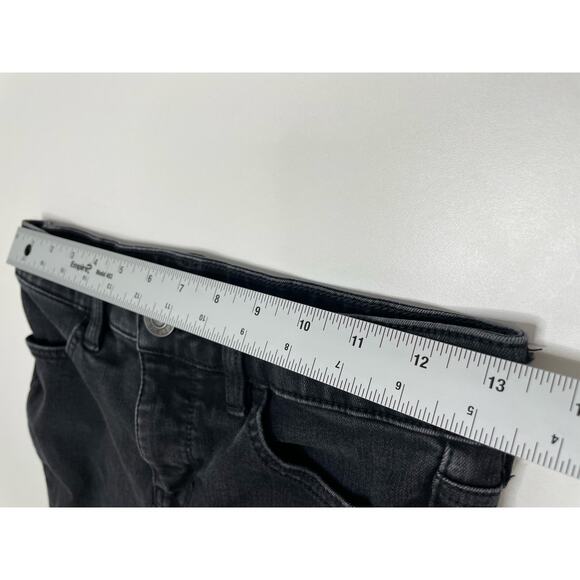 American Eagle Black Denim Distresses Frayed Skinny Jeans Dark Washed Goth 4 - Picture 8 of 11